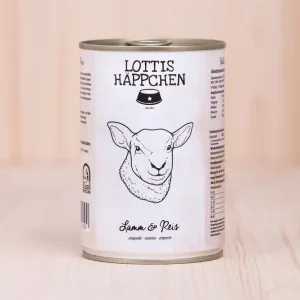 Sparpaket 6 x 400 g Lottis Häppchen Lamm & Reis Hunde Nassfutter Schnäppchen